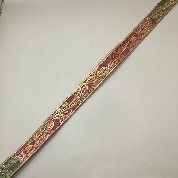 VTG Streets Ahead Belt M Rhinestone Tooled Leather Multicolor Western Artsy 90s - Picture 8 of 10